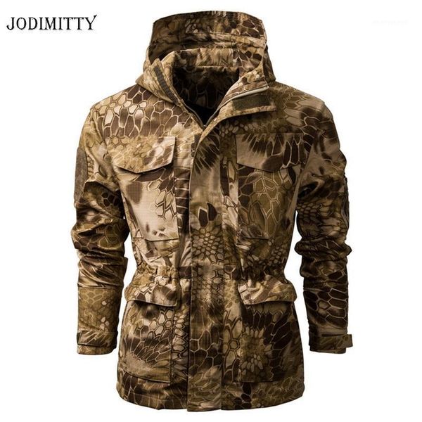 

men's jackets jodimitty 2021 soft shell camouflage tactical jacket men hooded waterproof warm windbreaker coat outerwear1, Black;brown