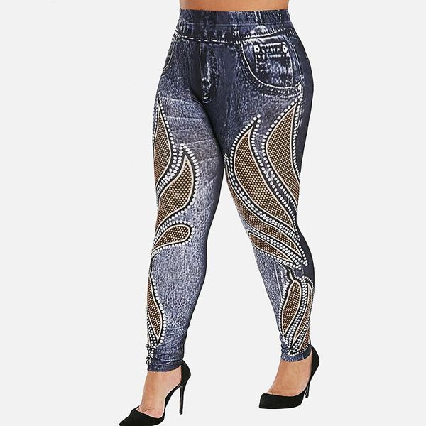 

yoga outfits fashion women's jean-like hollow-out printed high-waist elastic trousers pants women leisure fitness pantalones #dm1, White;red