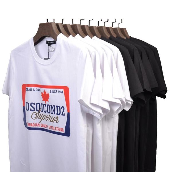

dsqicond2 summer tees men's t shirt short sleeves men print 100%cotton fashion tide casual loose couple short sleeve tees, White;black