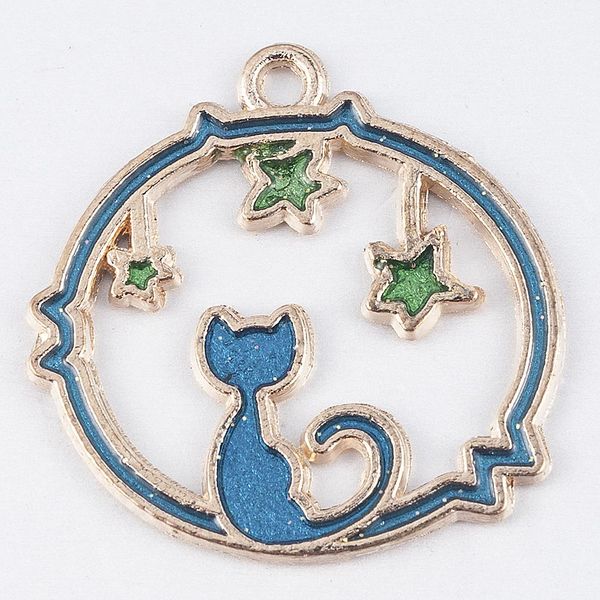 

8 шт. симпатичная луна / звезда / планета эмаль очарование очарование кулон для diy серьги / браслет ремесло бисутерия para managementadades, Golden