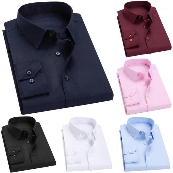 

men's shirts business shirts men dress solid color turn down collar long sleeve pocket buttons down shirt men dress shirt1, White;black