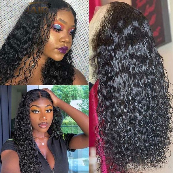 

brazilian water wave wig curly 13*4 lace front human hair wigs bob long deep frontal 150% lace closure wig qt hd full, Black;brown
