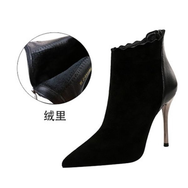 

fashion simple with super high heel suede pointed pedicure was thin nightclub booties y200723, Black