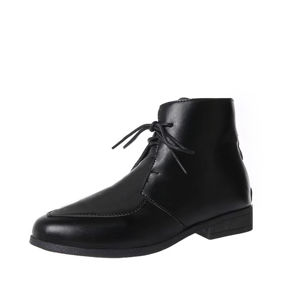 

2021 new women ankle boots vintage autum patchwork leather ladies lace up plus size retro comfort low heel fashion shoes tjdl, Black
