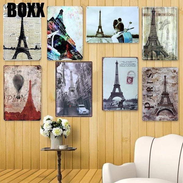 

la petite republiqu eiffel tower vintage tin sign bar pub home wall decor retro metal art poster