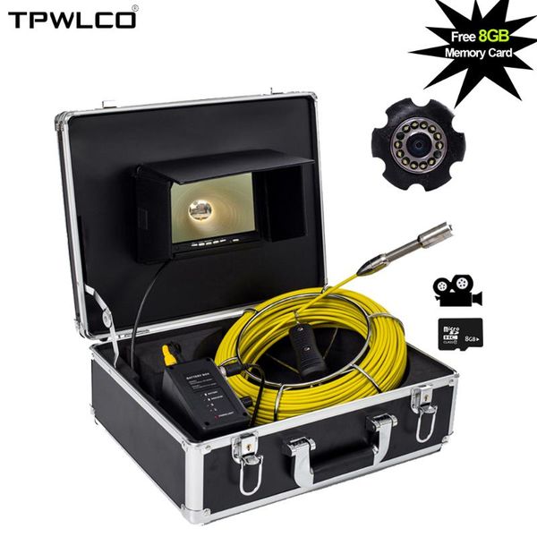 

7 inch 23mm drain sewer pipeline snake system used for underground pipe inspection with dvr function 12pcs led