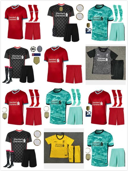 

20 2021 mohamed m. salah firmino thiago soccer jerseys 20 21 football shirts diogo jota j. virgil men uniforms, Black;yellow