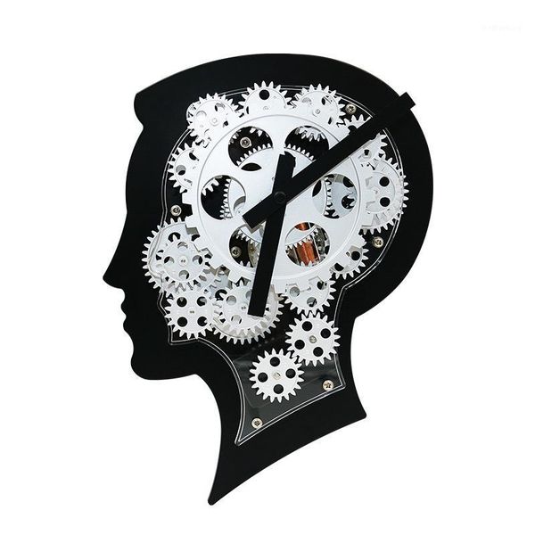 

hy - g108 wonderful brain model wall clock mechanical gear dynamic design - black1