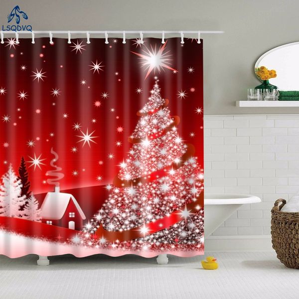

merry christmas happy new year santa claus christmas tree printed shower curtain bathroom curtain with hooks gift christmas