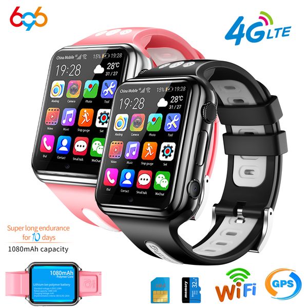 

696 h1/w5 4g gps wifi location student/kids smart watch phone android system clock app install bluetooth smartwatch 4g sim card 201123