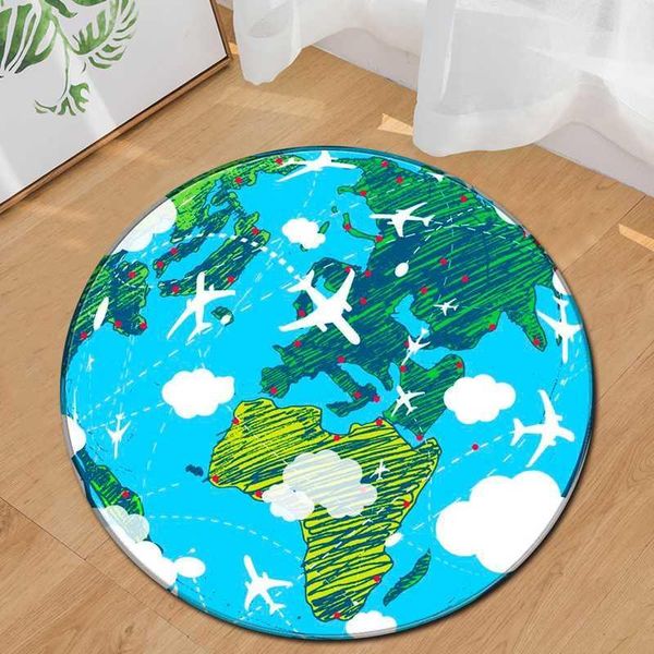 

modern carpet cartoon earth airplane round carpets floor pad bedroom living room footpads home l round carpet1
