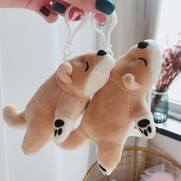 

keychains cute shiba inu dog doll keychain catoon puppy plush keyring for women girl car bag pendant key ring kids toys keyfob gifts, Silver