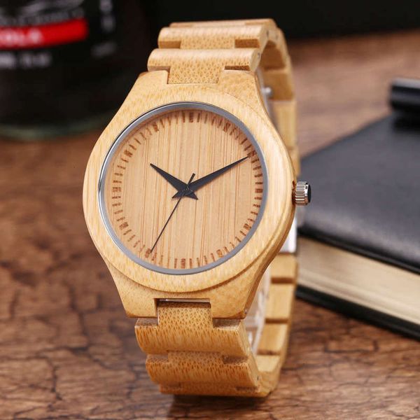 

quartz watch cool men's new light environmental protection men's bamboo watch, Slivery;brown