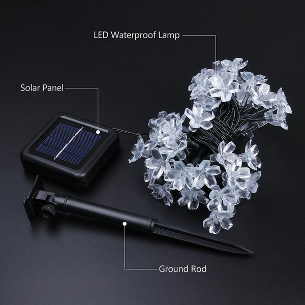 

solar string lights 20 50 100 2001 blossom водонепроницаемый открытый освещение освещение fariy рождественские огни свадьба сад jlltyl