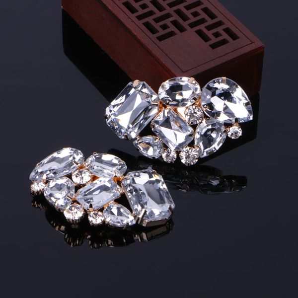 

klv 1 couple cargo lady color flower shoe buckle strass crystal decorations clips shoe charms accessories, Black