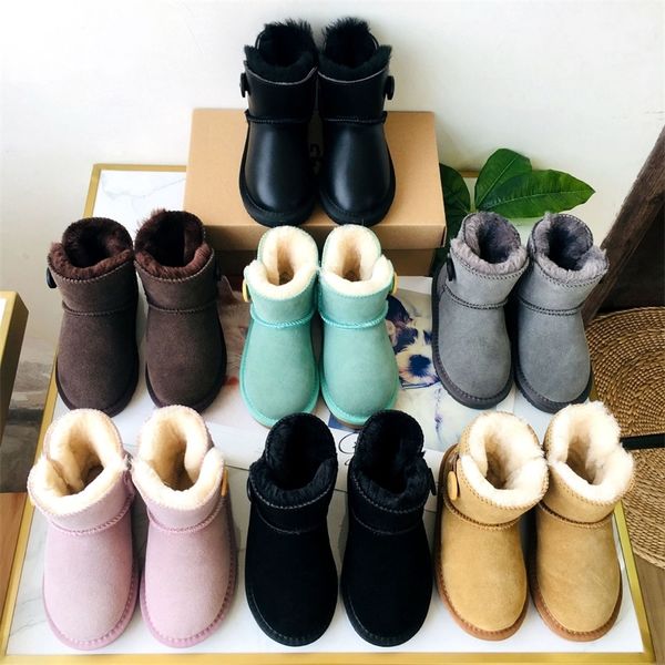 

genuine leather children' snow low boots parent-child boys shoes thickening baby shoes waterproof boots y200104, Black;grey