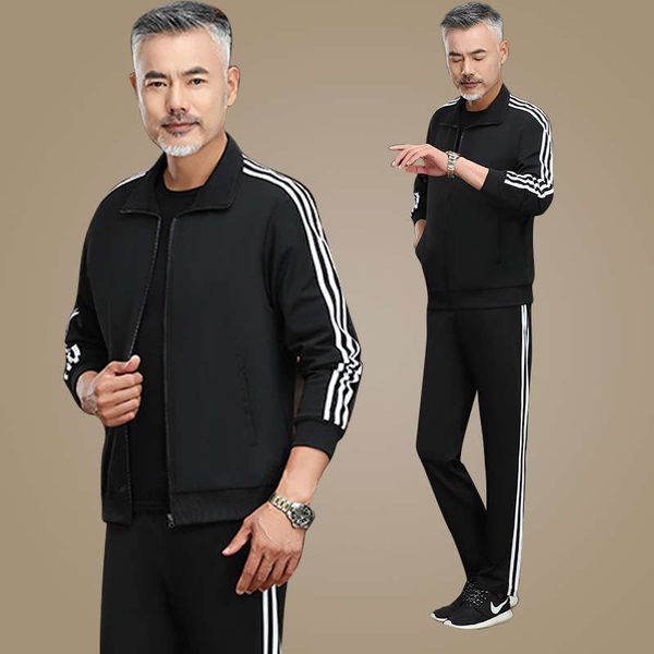 

leisure sports suit men's new autumn 2020 running middle aged and elderly dad's loose large sweater coat, Gray
