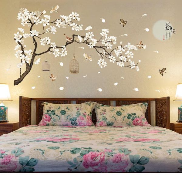 

187*128cm big size tree wall stickers birds flower home decor wallpapers for living room bedroom diy vinyl rooms de bbyllm