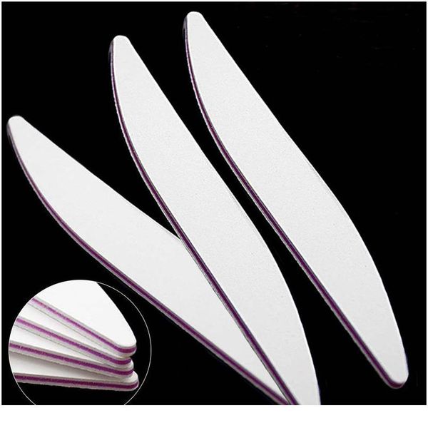 

10pcs professional nail file 100/180 buffer block white crescent moon for manicure uv gel varnish file sandpaper tool na jllohn