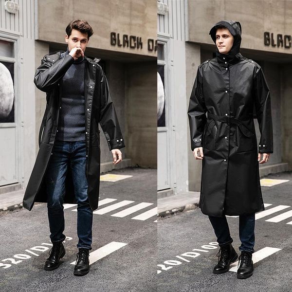 

2020 fashion waterproof long raincoat women men rain coat hooded for outdoor hiking travel fishing climbing thickened wmtclj