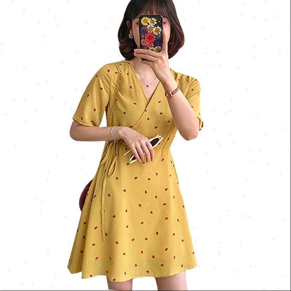 

women dress fashion floral print dress v neck short sleeve elegant casual lace up a line dress drop shipping, Black;gray