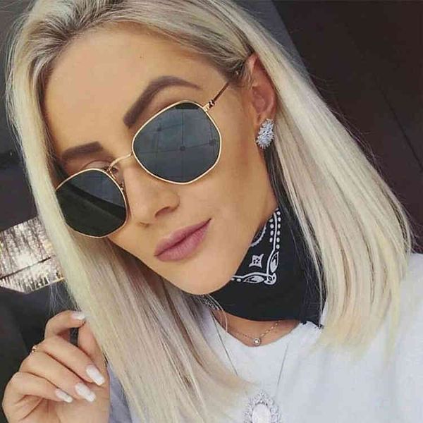 

fashion classic sunglasses women brand designer driving mirror sun glasses men vintage sun glasses hexagon metal, White;black