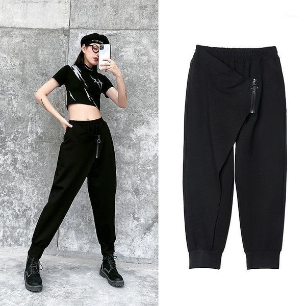 

z-zoux women pants black harem pants elastic waisted black loose casual women trousers fashion ankle-length trousers 20201, Black;white