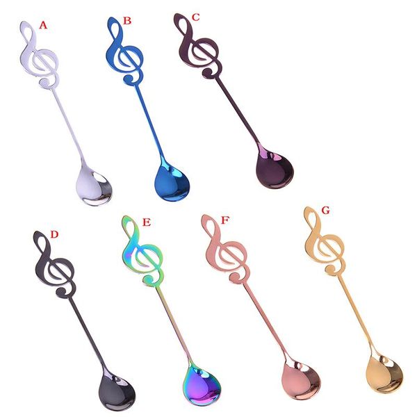 

spoons 1pc stainless steel musical note coffee spoon strring teaspoon dessert long handle tableware