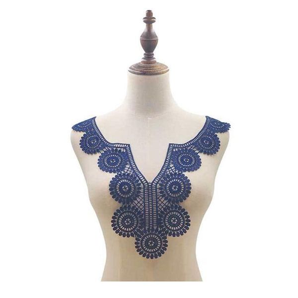 

1pc embroidered neckline collar flower hollow cor lace fake collar sewing applique diy lace acc qylglw, Blue;red