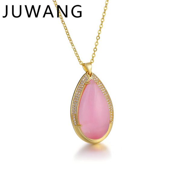 

pendant necklaces natural water drop necklace engagement wedding statement cz crystal for women charm fashion jewelry 3 color, Silver