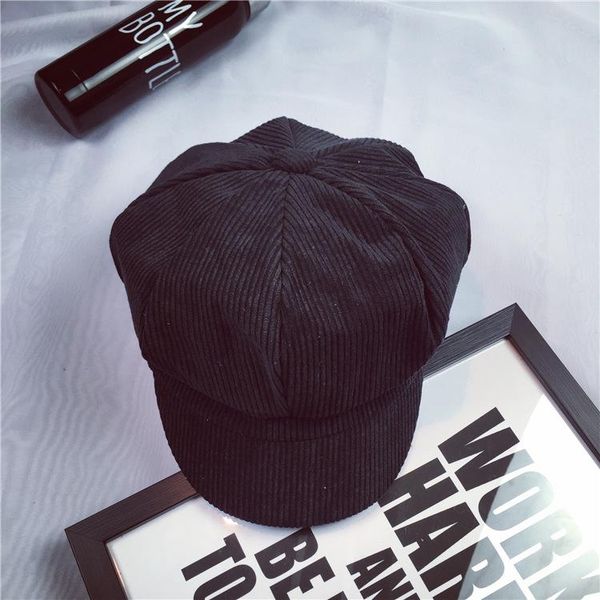 

новостройка beavboy cap берет женский мужской плоская крышка осень зимние шляпы для женщин мужчины восьмиугольная шапка художник шляпа винта, Black;white