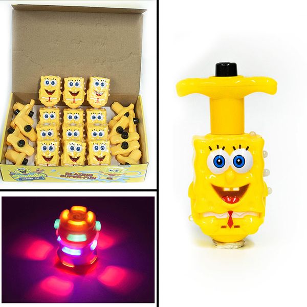 

2020 led toy colorful glowing toy children's cartoon toy colorful illuminated outdoor music spinning imitation wood top