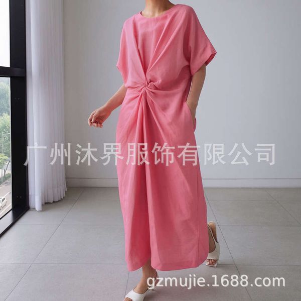 

short sleeve crew neck super long casual summer dress, Black;gray