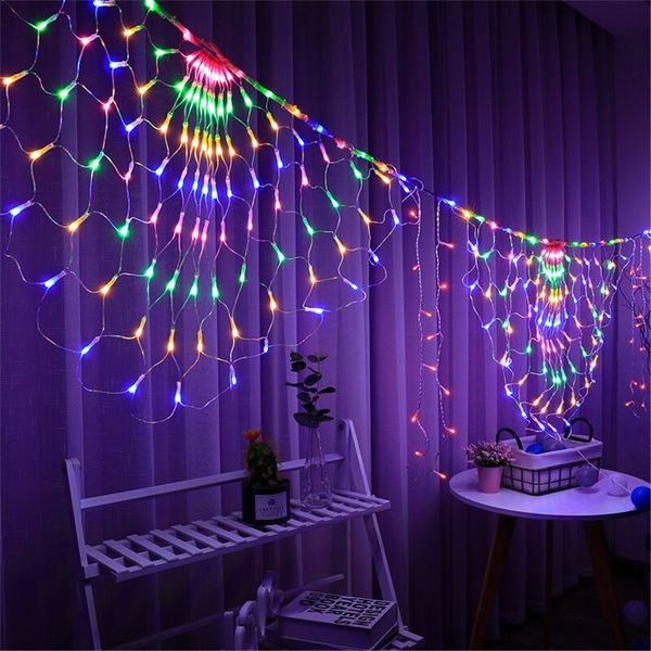 

2021 3.5m 424leds 3 peacock mesh net led string lights eu/us/uk plug outdoor window icicle strings light for christmas party new year 18ur