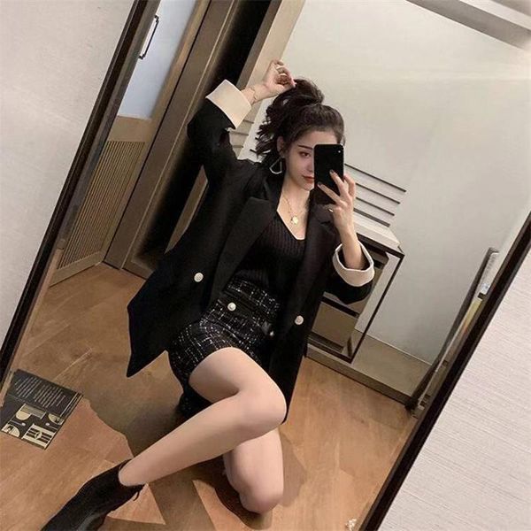 

spring new blazer women casual korean jacket women work office button blazer female plus size pink spring, White;black