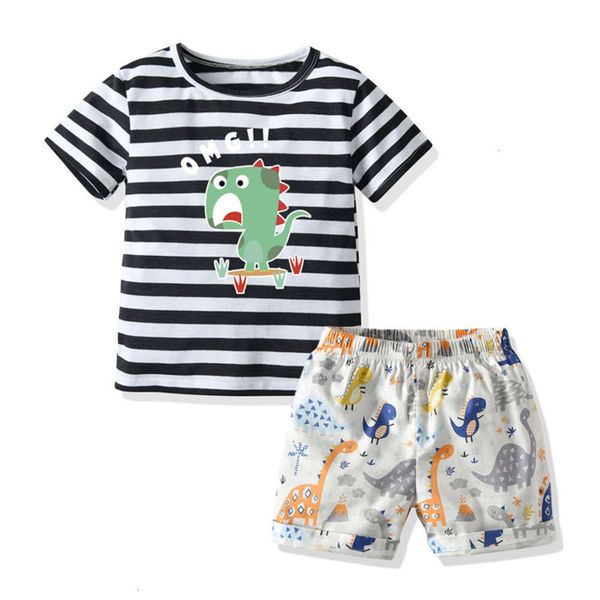 

cotton t-shirt shorts suit children's summer cartoon home cloth pajamas, Blue;red