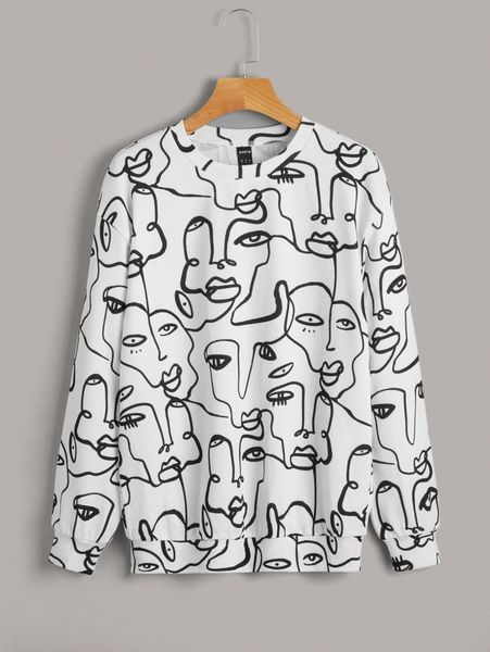 

figure graphic sweatshirt k6lv#, White;black