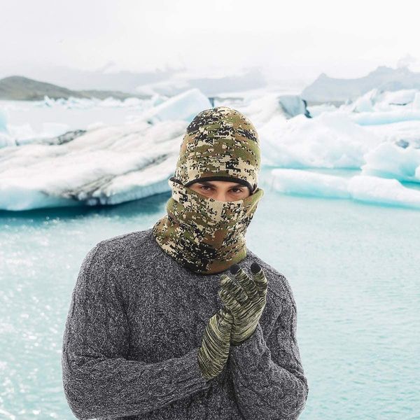 

outdoor winter warm knitted balaclava hat scarf ski knit caps