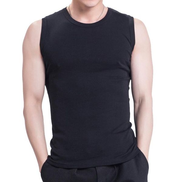 

men' tank 2021 summer casual fitness fashion tanks men simple wear undershirt solid o-neck sleeveless breathable cotton top, White;black