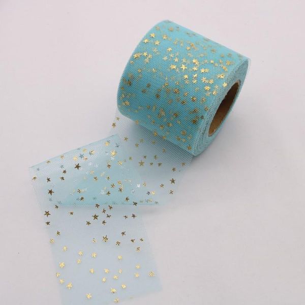 

new 6cm pentagram silver star ribbon 25 yards package tulle roll tutu wedding party holiday decoration bow headwear mesh 60mm sqccqa
