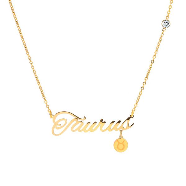 

en gold english письмо 12 зодиака кулон ожерелье женщины мужчины созвездие цепочка choker ожерелье ювелирные изделия для женщин день рождени, Silver
