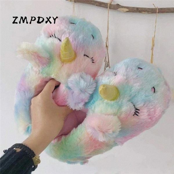 

women's cartoon animal cotton shoes indoor warm home plush slippers ladies anti-slip floor slides female house floor fuzzy shoes #wp38, Black