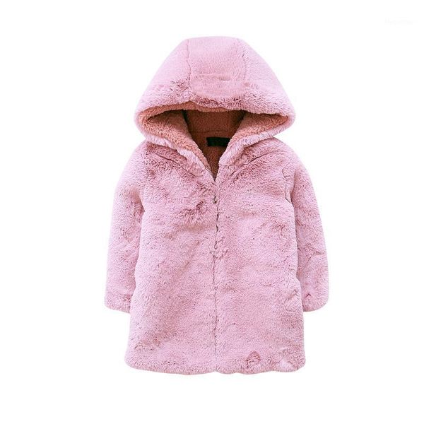 

jackets girls coats faux fur winter warm thickening kids outwear hooded costume solid children clothing overcoat1, Blue;gray