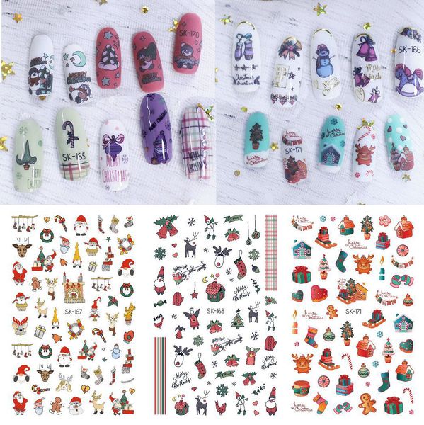 

новогодние рождественские ногти арт маникюр обратно клей наклейки украшения xmas стикер ногтей для ногтей советы 2021, Black