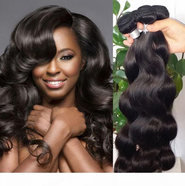 

malaysian body wave hair weave unprocessed human virgin hair weaves remy human hair extensions dyeable no shedding 3pcs lot, Black