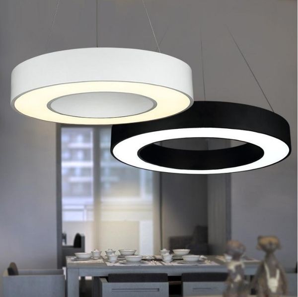Moderne Büro-LED-Kreis-Pendelleuchten, runde Aufhängung, hängende Pendelleuchte, Ring-Kronleuchter, Beleuchtungskörper, Ringtyp, Durchmesser 40/60/80 cm
