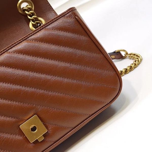 Braune Marmont-Handtasche für Damen, neue Umhängetasche, Leder-Handtasche, Clutch im Großhandel