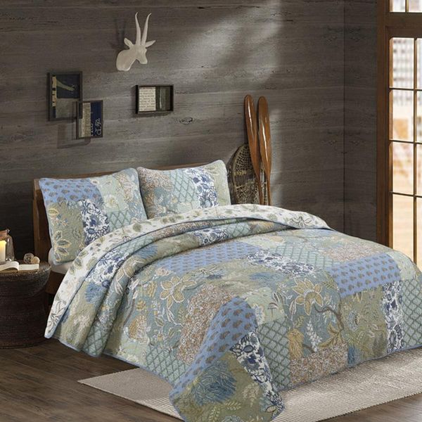 

comforters & sets bedspreads patchwork quilt set 3pcs wash cotton quilts for bed vintage quilted cover pillowcase king handmade coverlet