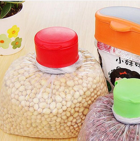 

new 2016 plastic bag cap food storage kitchen airtight sealer reusable bag cap screw preserver bag clips wmtixp