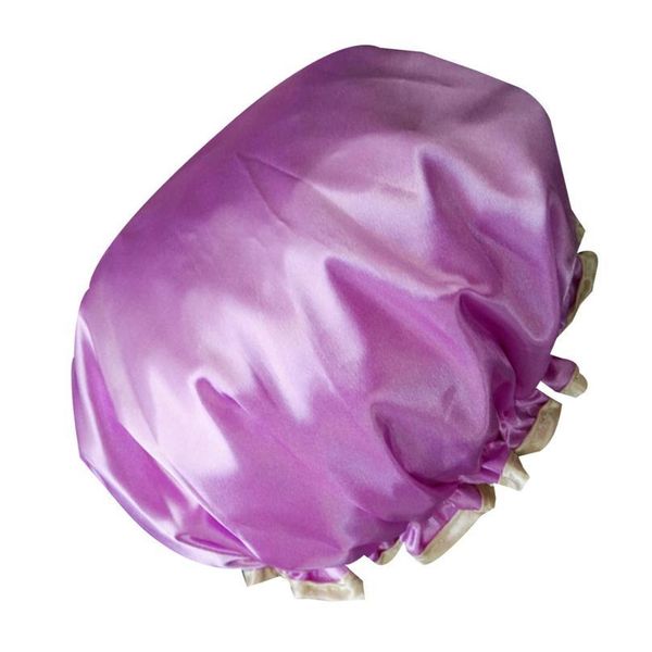 

new women shower satin hats bath shower caps hair double waterproof thick bathing cap bathroom accessories high qylemb